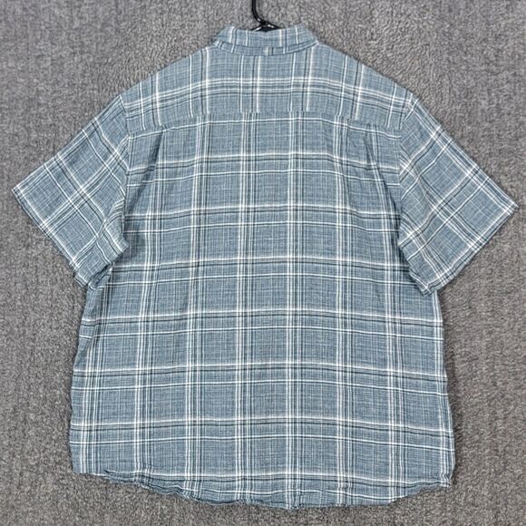 Weatherproof Vintage Shirt Mens XXL Blue Plaid Washable Linen Short Sleeve - Picture 7 of 10